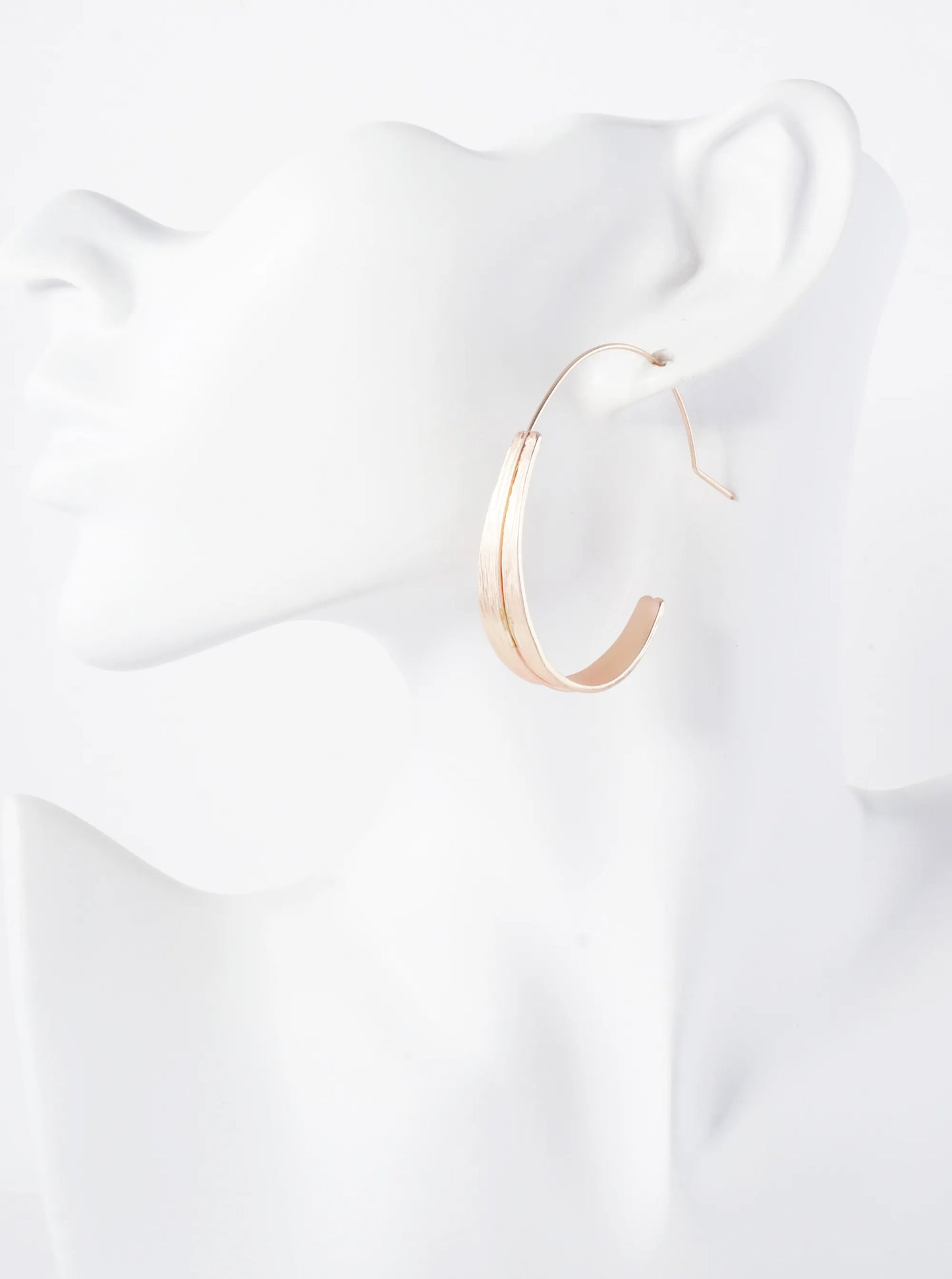 Brushed-Texture 50mm Tapered Open Hoop Earrings