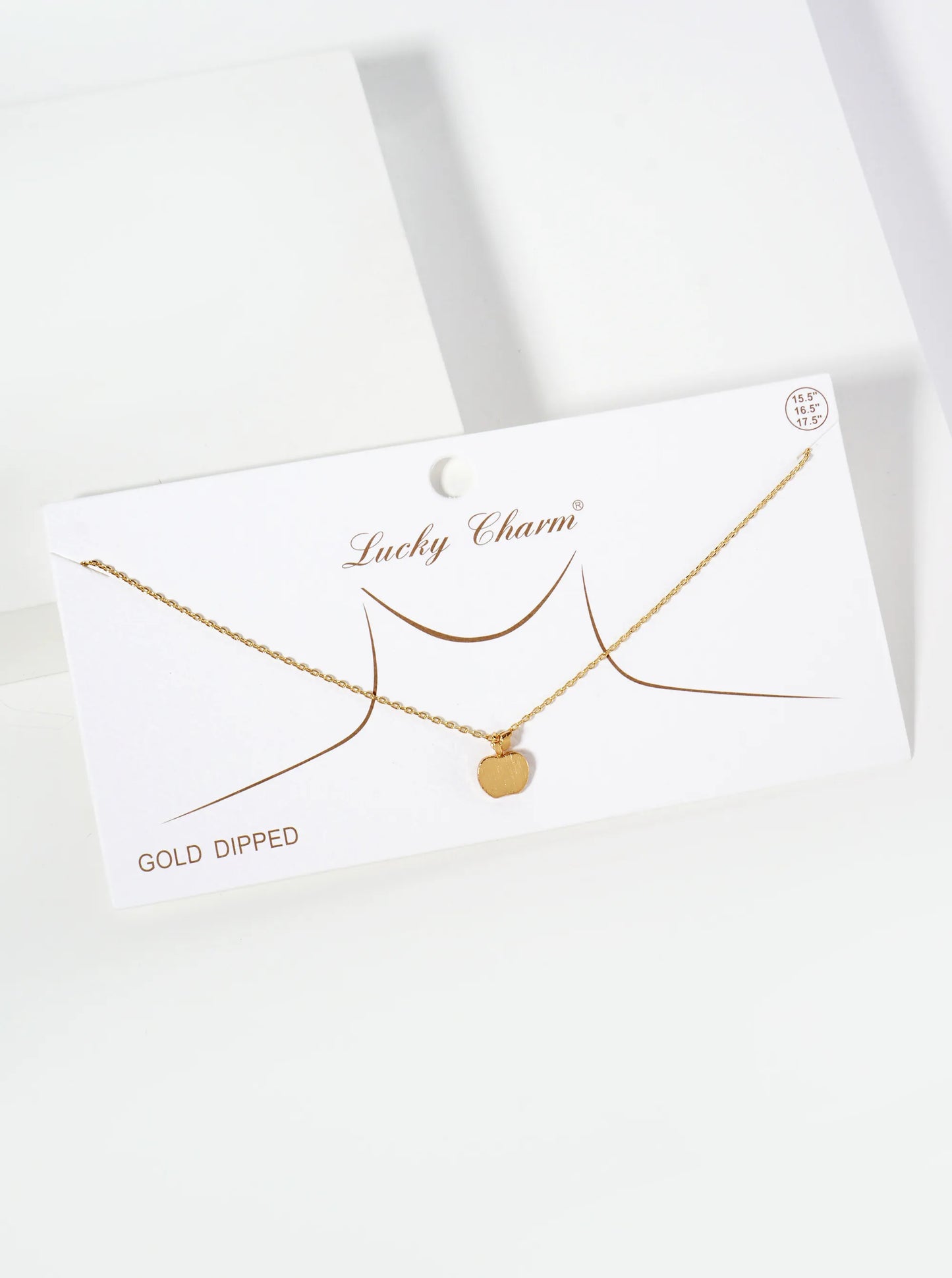 Brushed-Texture Apple Pendant 18K-Gold-Dipped Necklace
