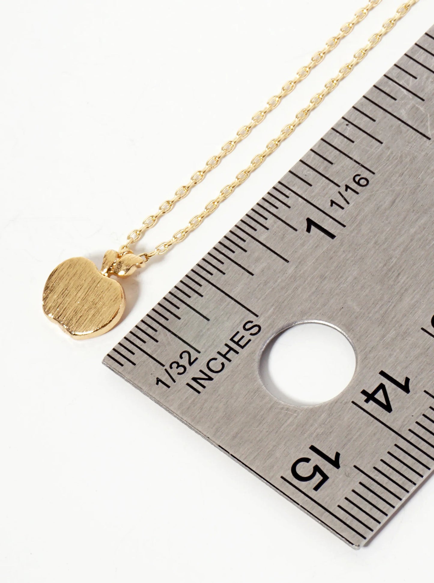Brushed-Texture Apple Pendant 18K-Gold-Dipped Necklace