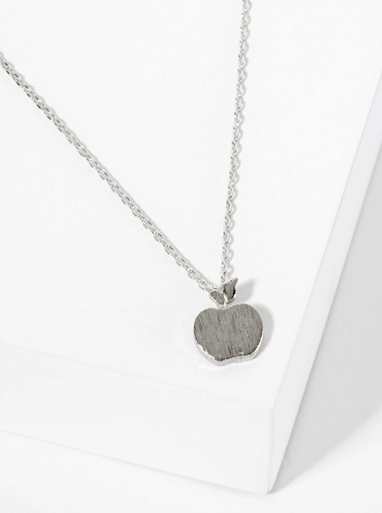 Brushed-Texture Apple Pendant 18K-Gold-Dipped Necklace