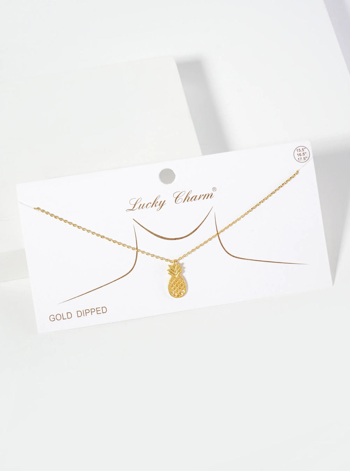 Brushed-Texture Flat Filigree Pineapple Pendant 18K-Gold-Dipped Necklace