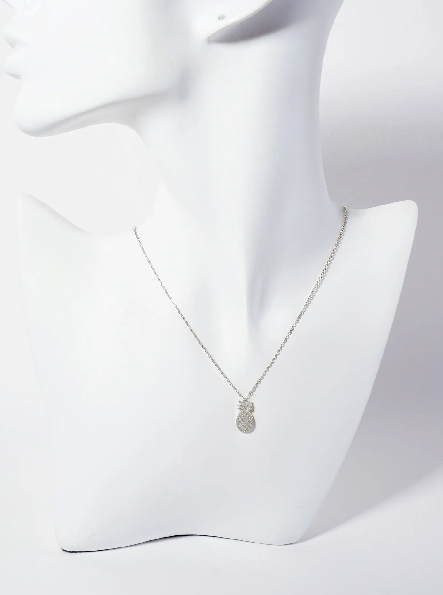 Brushed-Texture Flat Filigree Pineapple Pendant 18K-Gold-Dipped Necklace