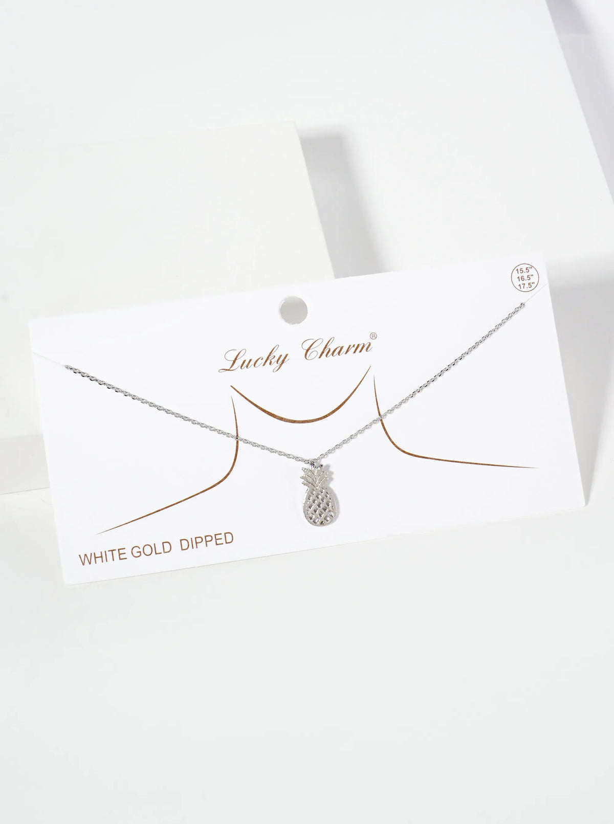 Brushed-Texture Flat Filigree Pineapple Pendant 18K-Gold-Dipped Necklace