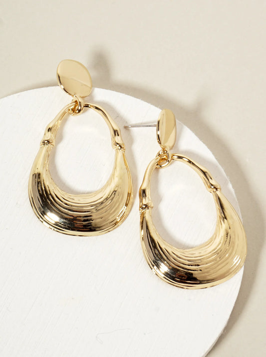 Brushed-Texture Linked Teardrop Dangle Post Earrings