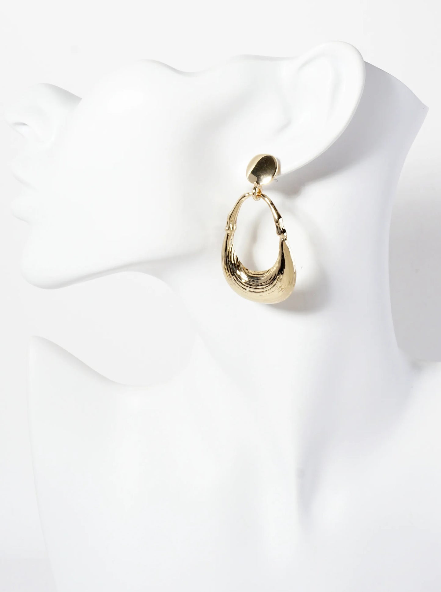 Brushed-Texture Linked Teardrop Dangle Post Earrings