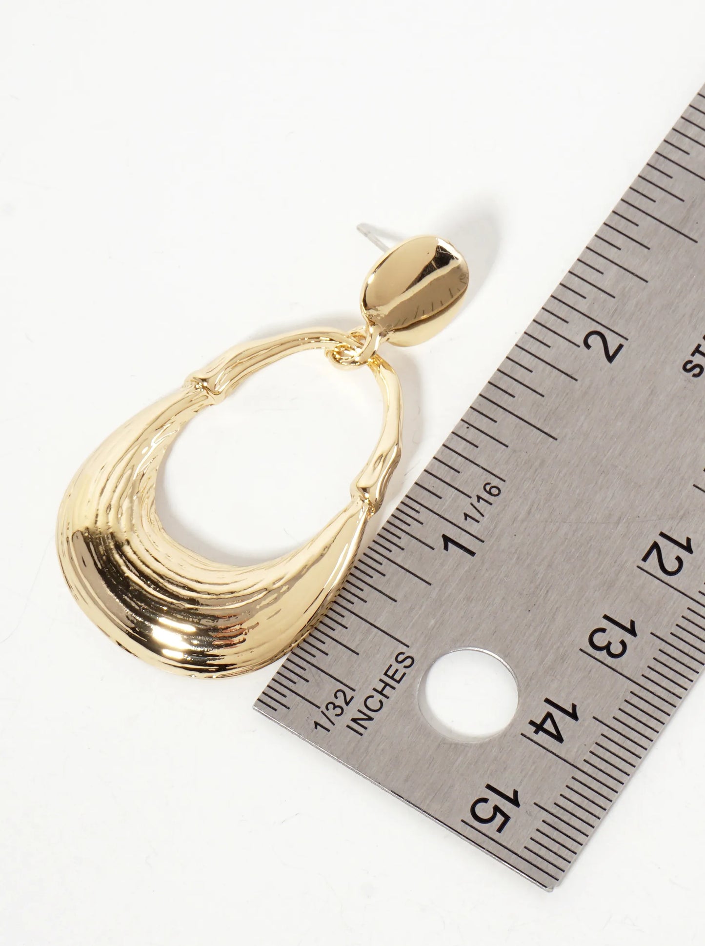 Brushed-Texture Linked Teardrop Dangle Post Earrings