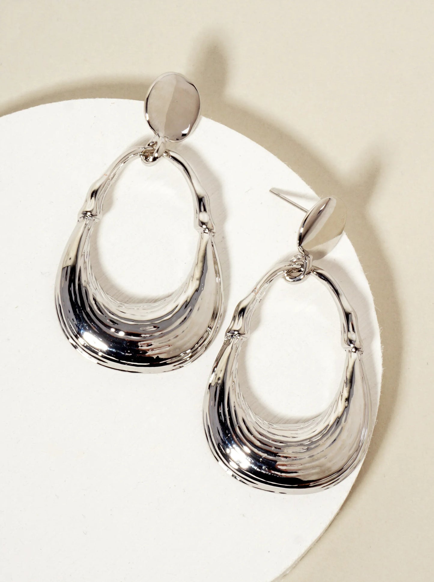 Brushed-Texture Linked Teardrop Dangle Post Earrings
