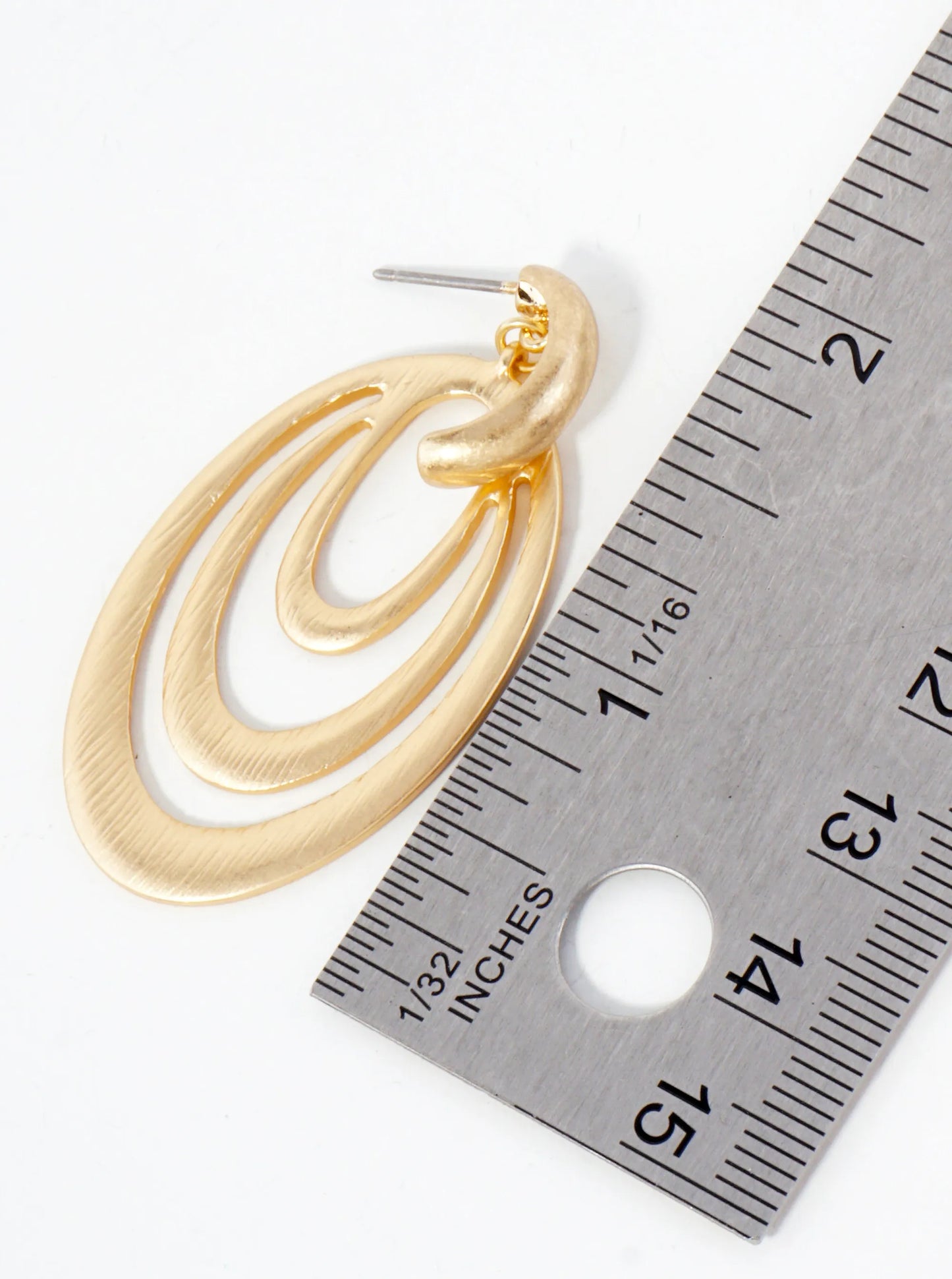 Brushed-Texture Oval Shape Metal Doorknocker Earrings