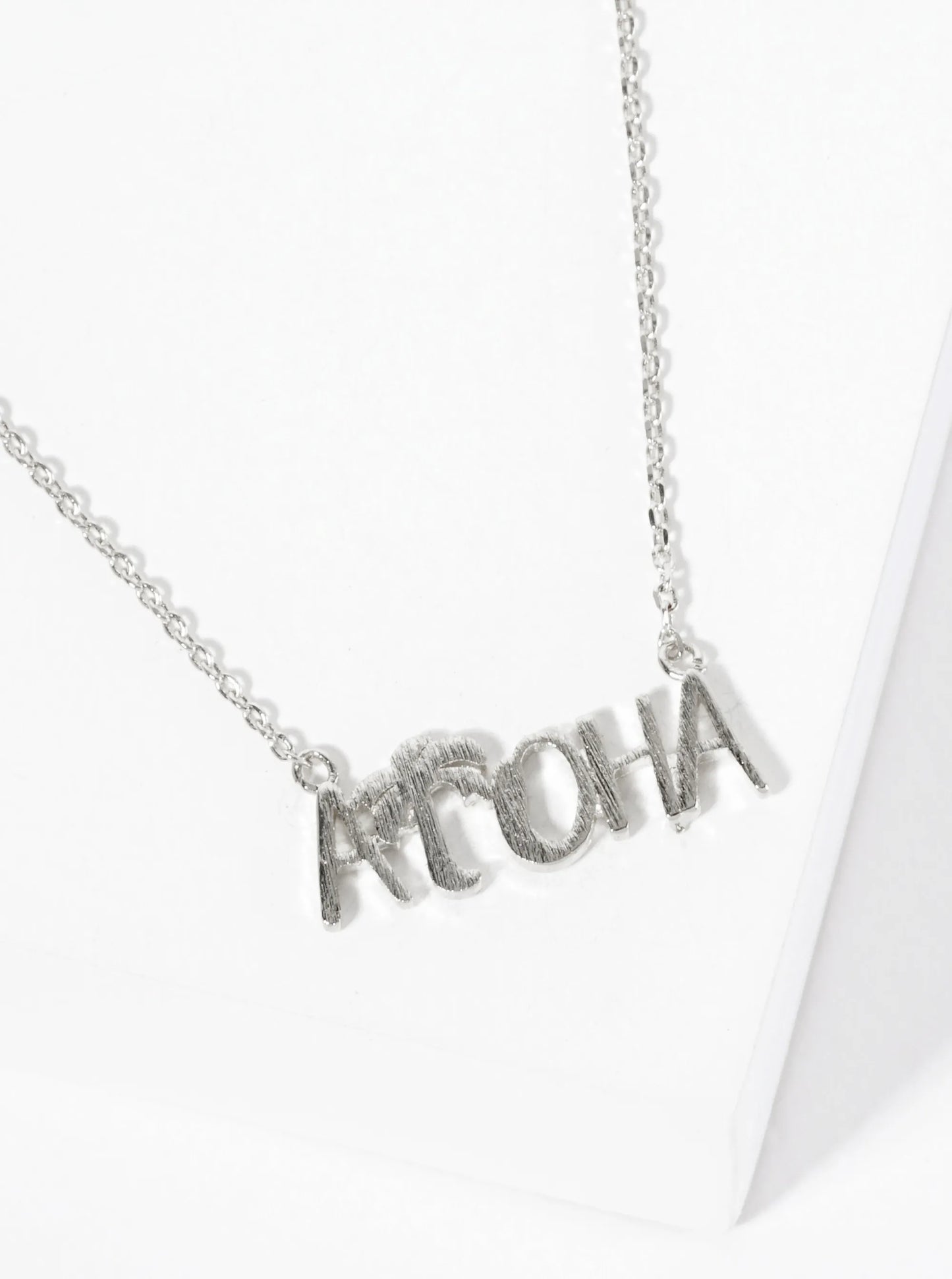 Brushed-Texture Palm-Tree Aloha Pendant 18K-Gold-Dipped Necklace