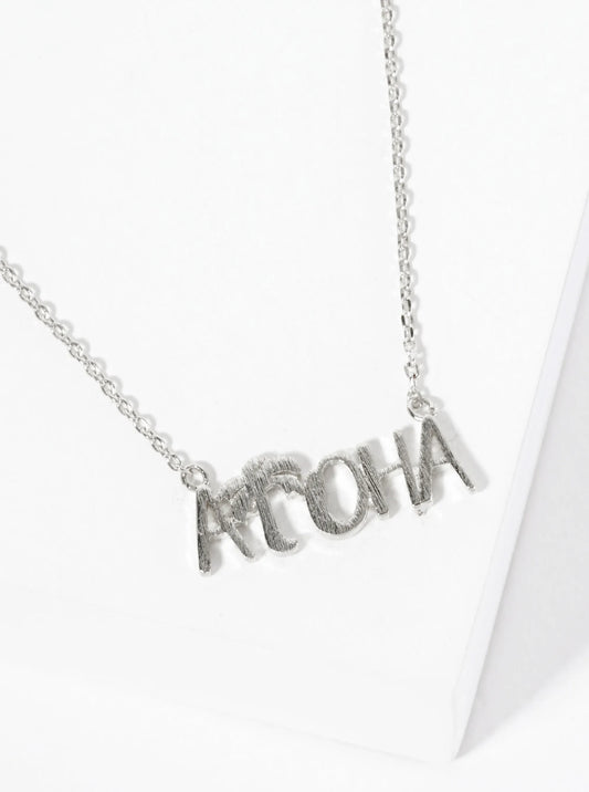 Brushed-Texture Palm-Tree Aloha Pendant 18K-Gold-Dipped Necklace