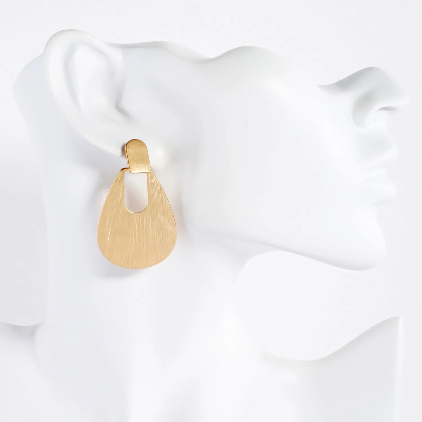 Brushed-Texture Teardrop Doorknocker Earrings