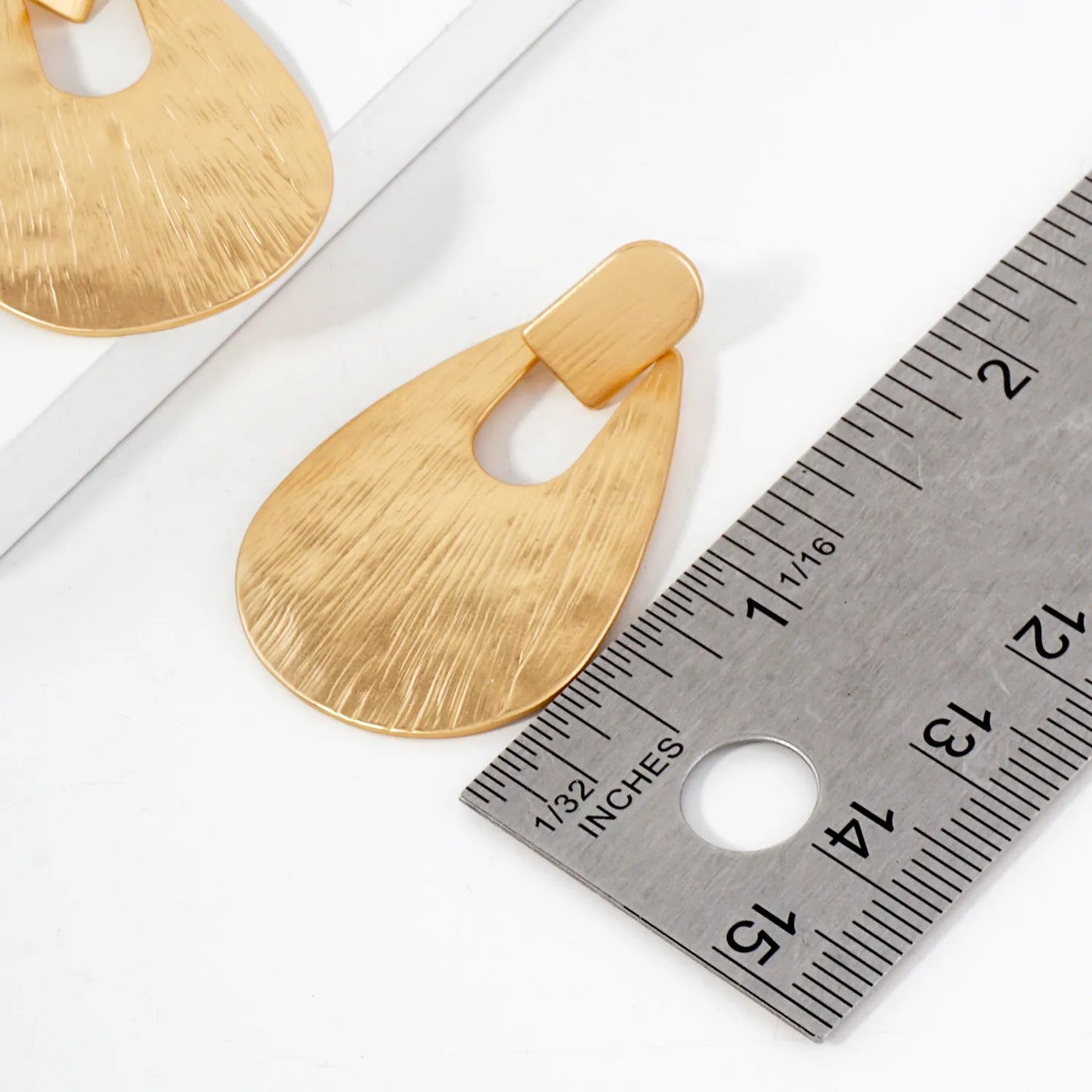 Brushed-Texture Teardrop Doorknocker Earrings