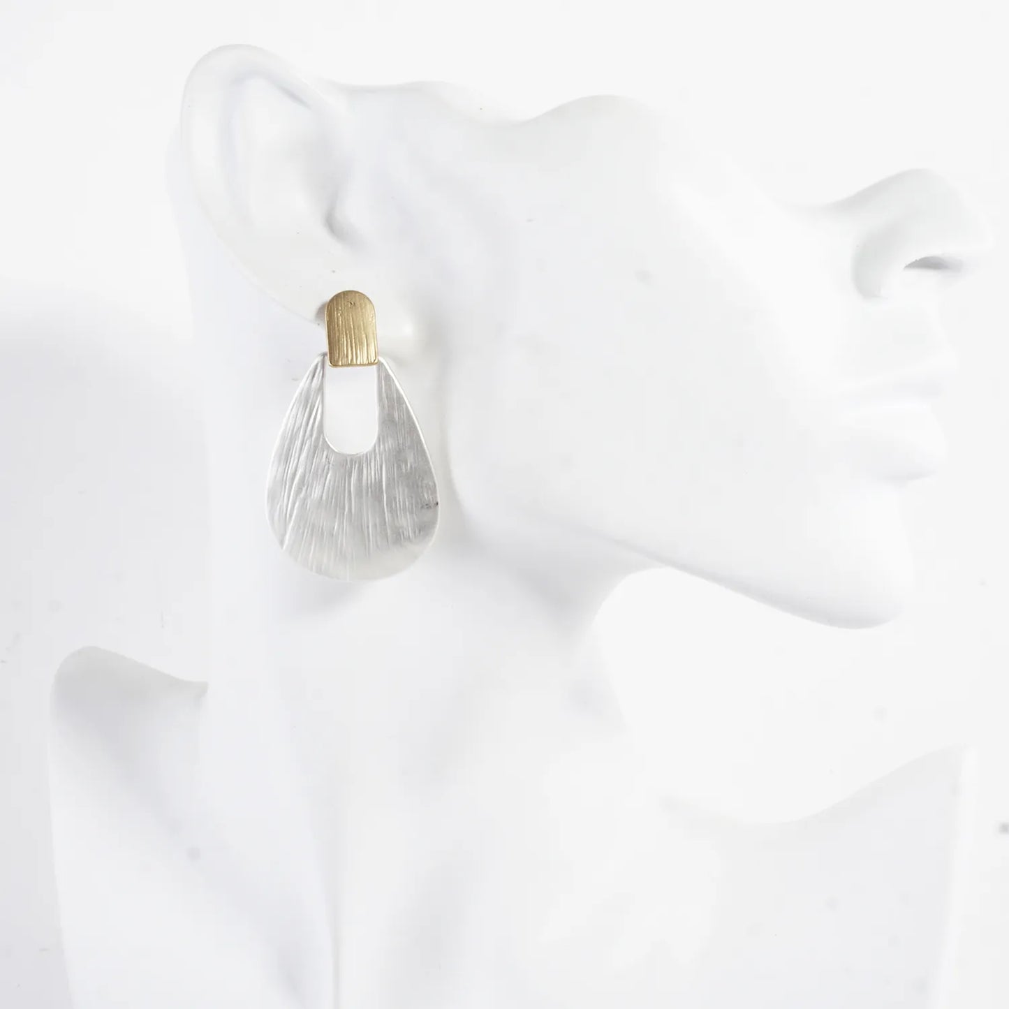 Brushed-Texture Teardrop Doorknocker Earrings