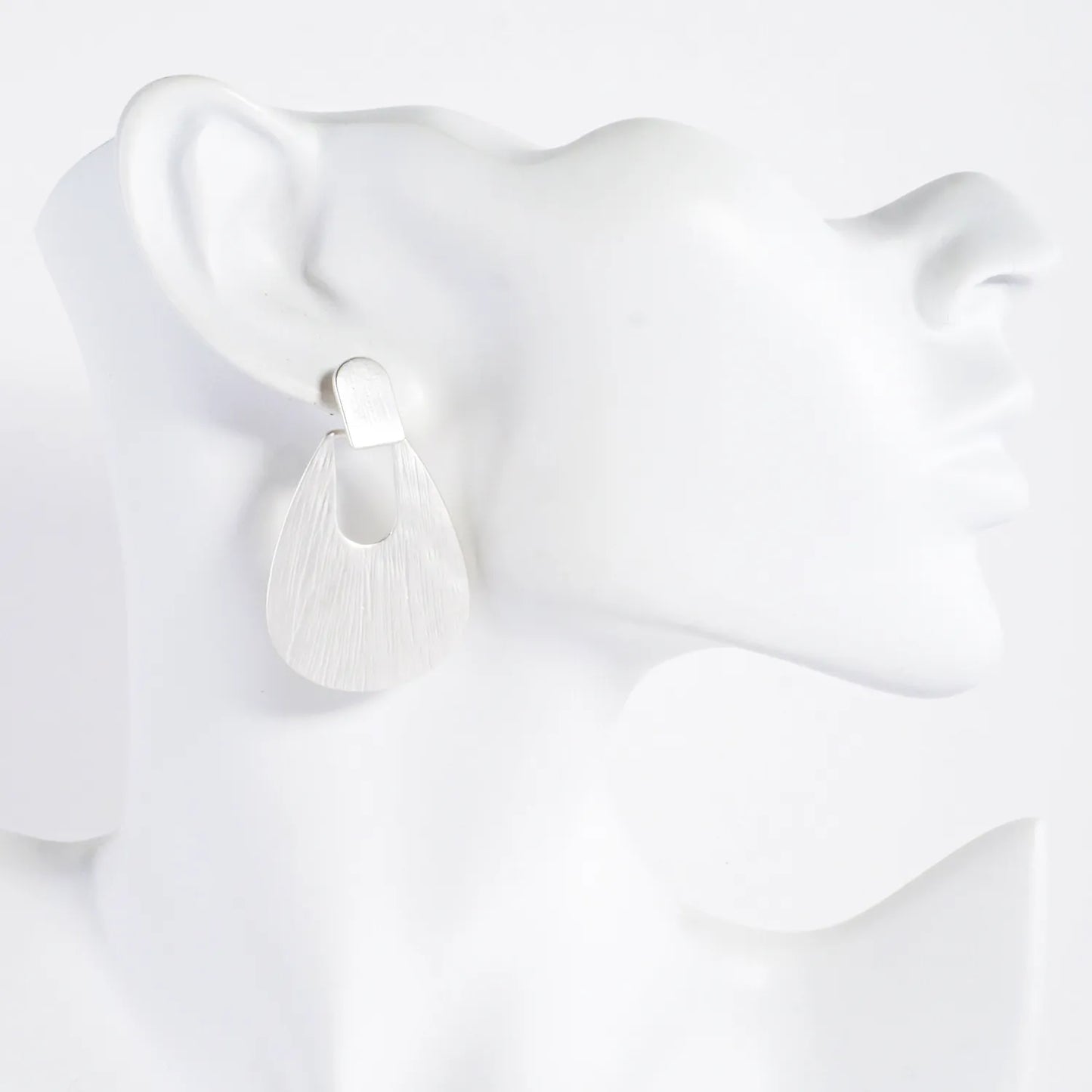 Brushed-Texture Teardrop Doorknocker Earrings