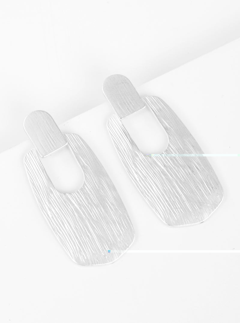 Brushed-Textured Doorknocker Earrings