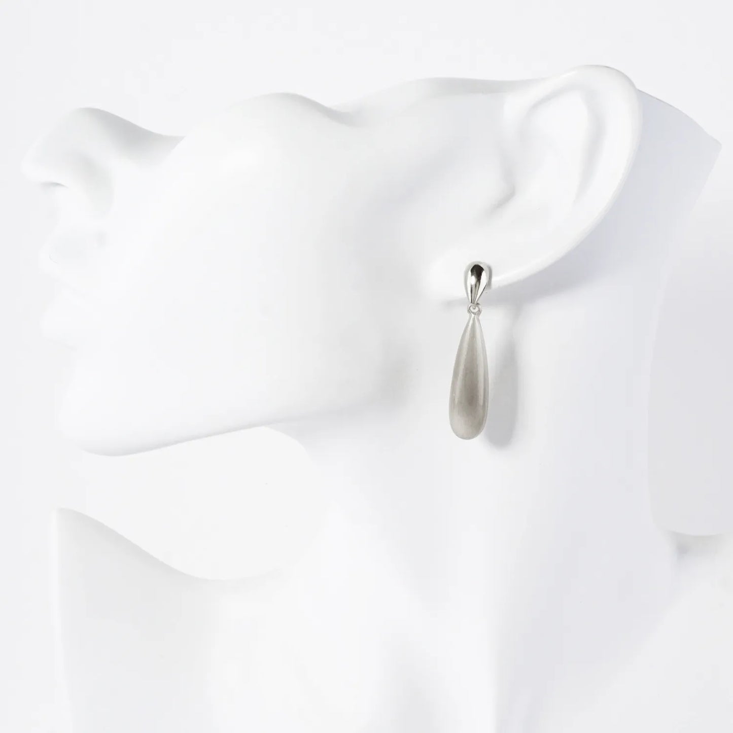 Brushed-Textured Double Teardrop 14K-Gold-Dipped Brass Dangle Earrings