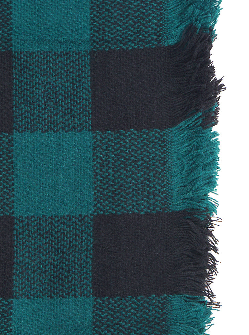 Buffalo Plaid Double Loop Infinity Scarf With Fringe