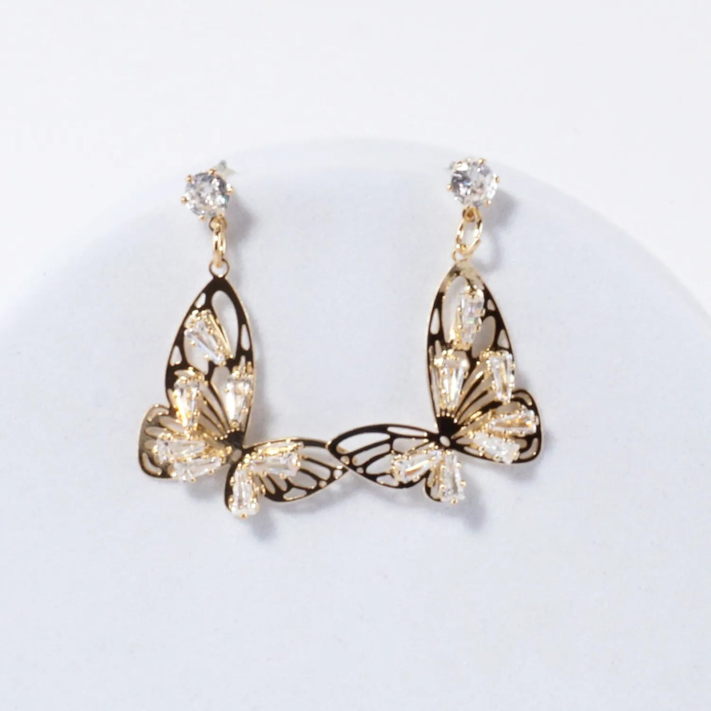 Butterfly Filigree Cubic Zirconia Post Earrings