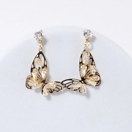Butterfly Filigree Cubic Zirconia Post Earrings