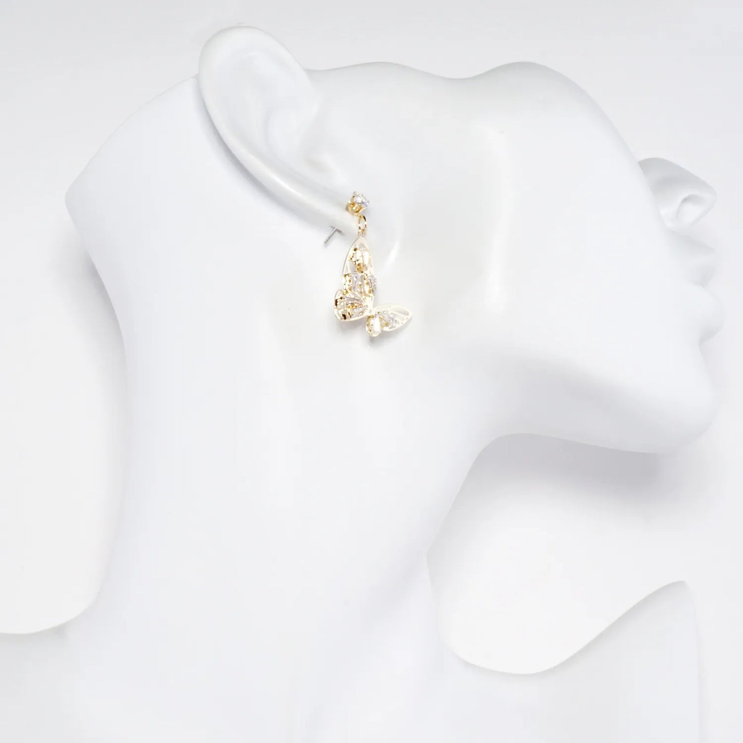 Butterfly Filigree Cubic Zirconia Post Earrings