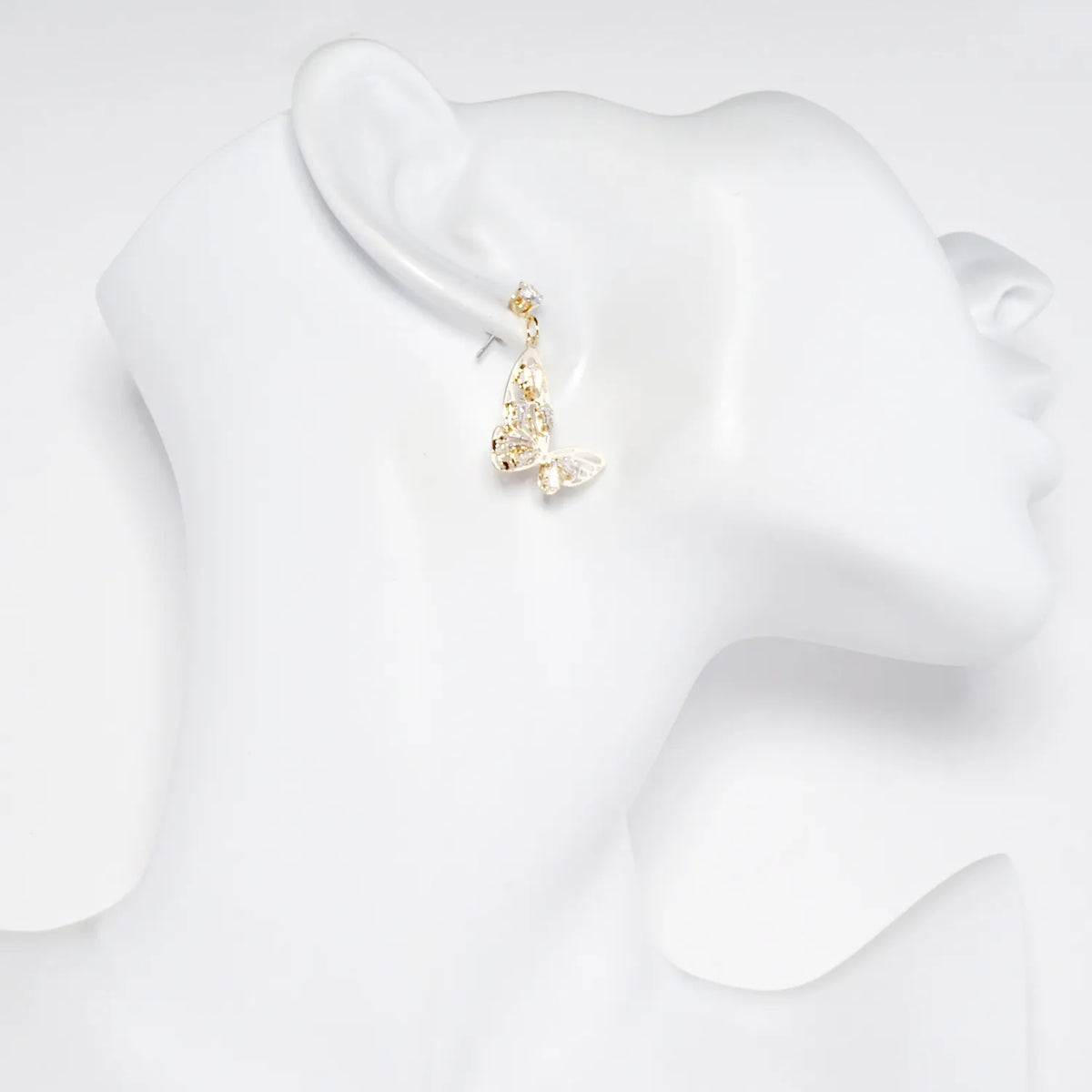 Butterfly Filigree Cubic Zirconia Post Earrings
