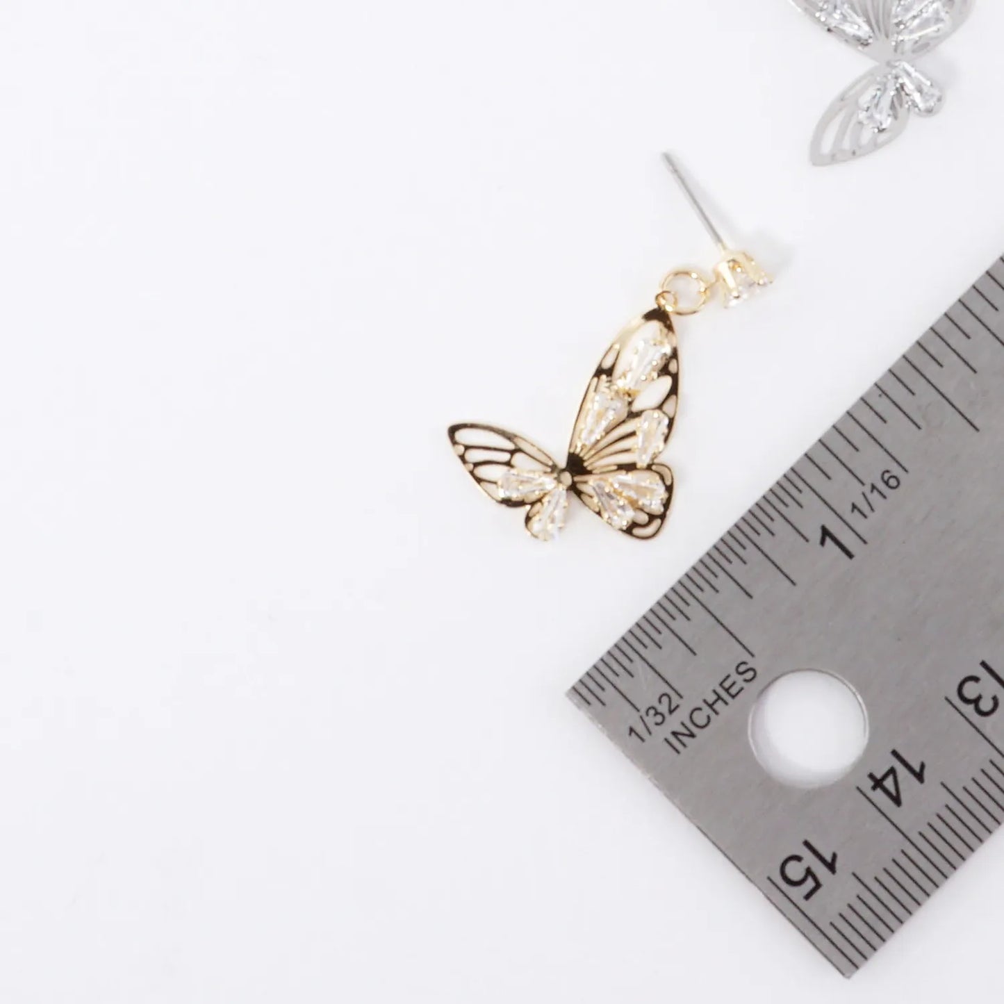 Butterfly Filigree Cubic Zirconia Post Earrings