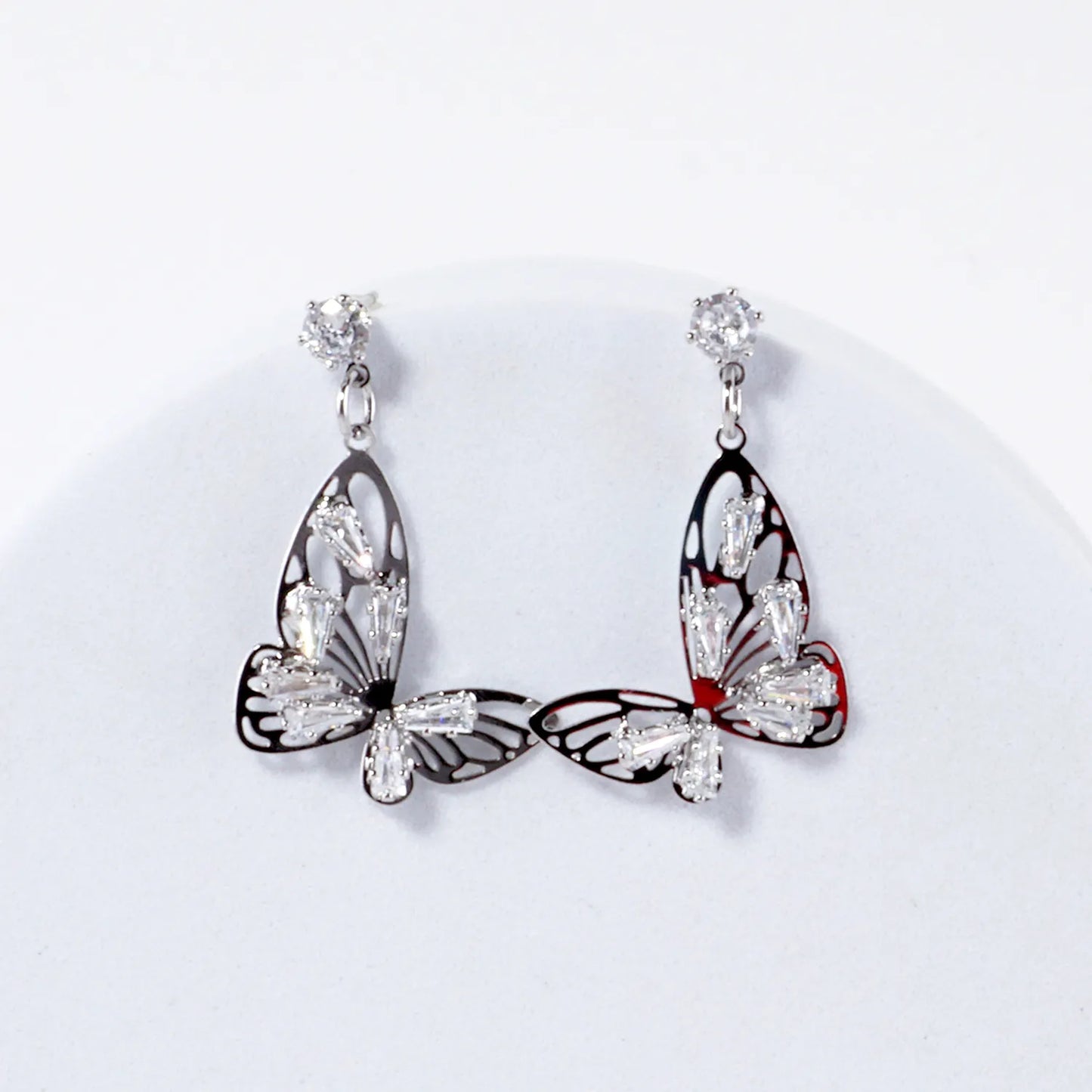 Butterfly Filigree Cubic Zirconia Post Earrings