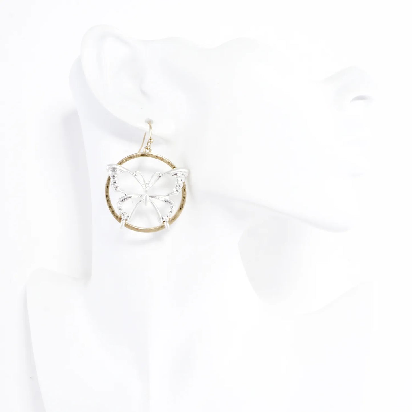 Butterfly Overlapping Circle Dangle Earrings