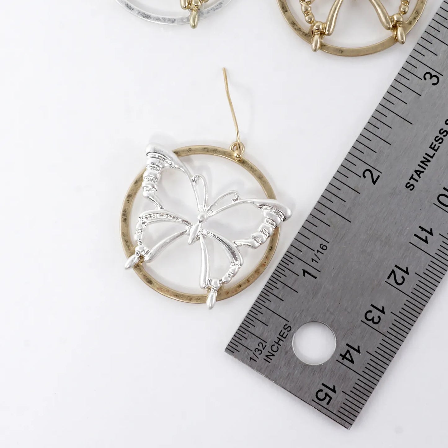 Butterfly Overlapping Circle Dangle Earrings
