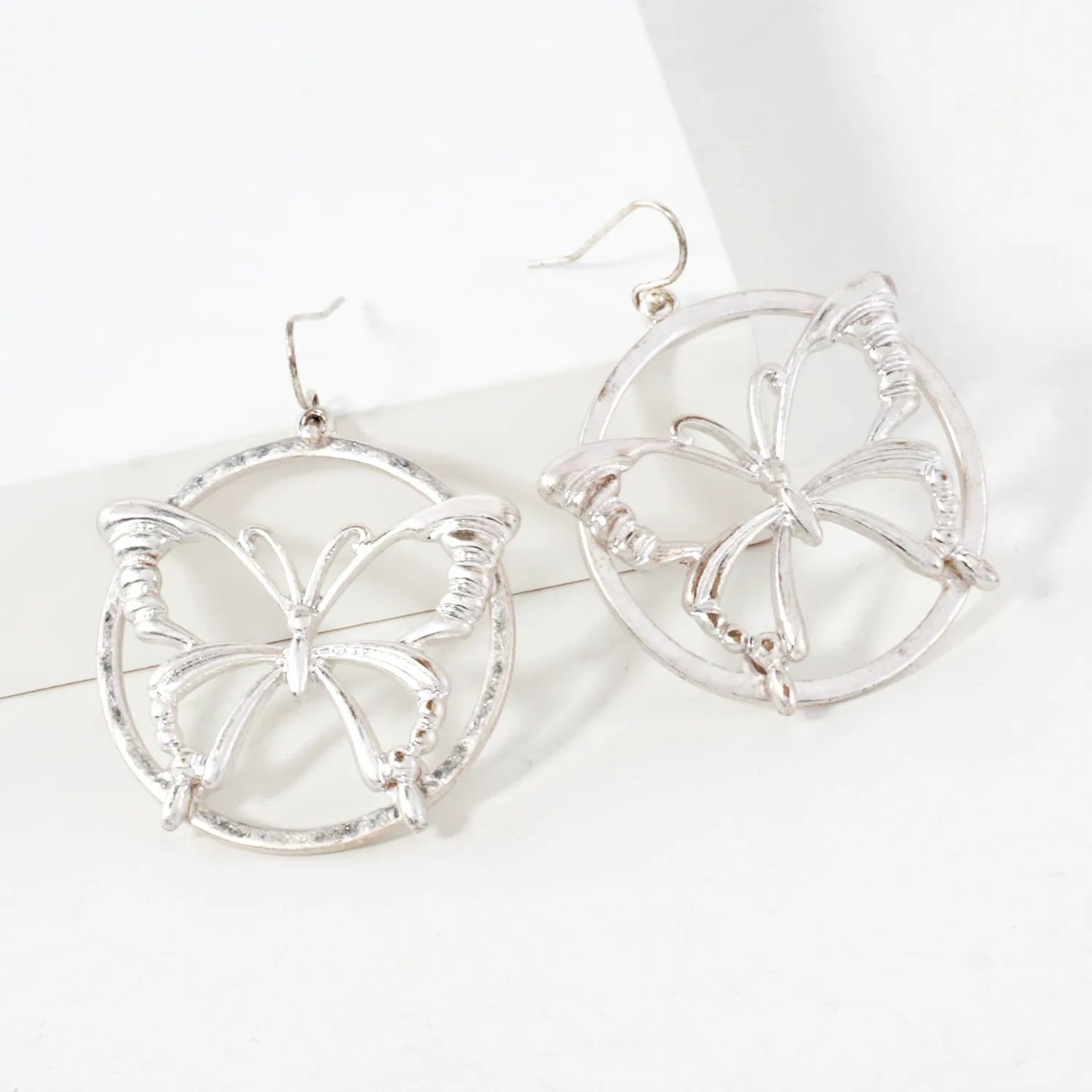 Butterfly Overlapping Circle Dangle Earrings