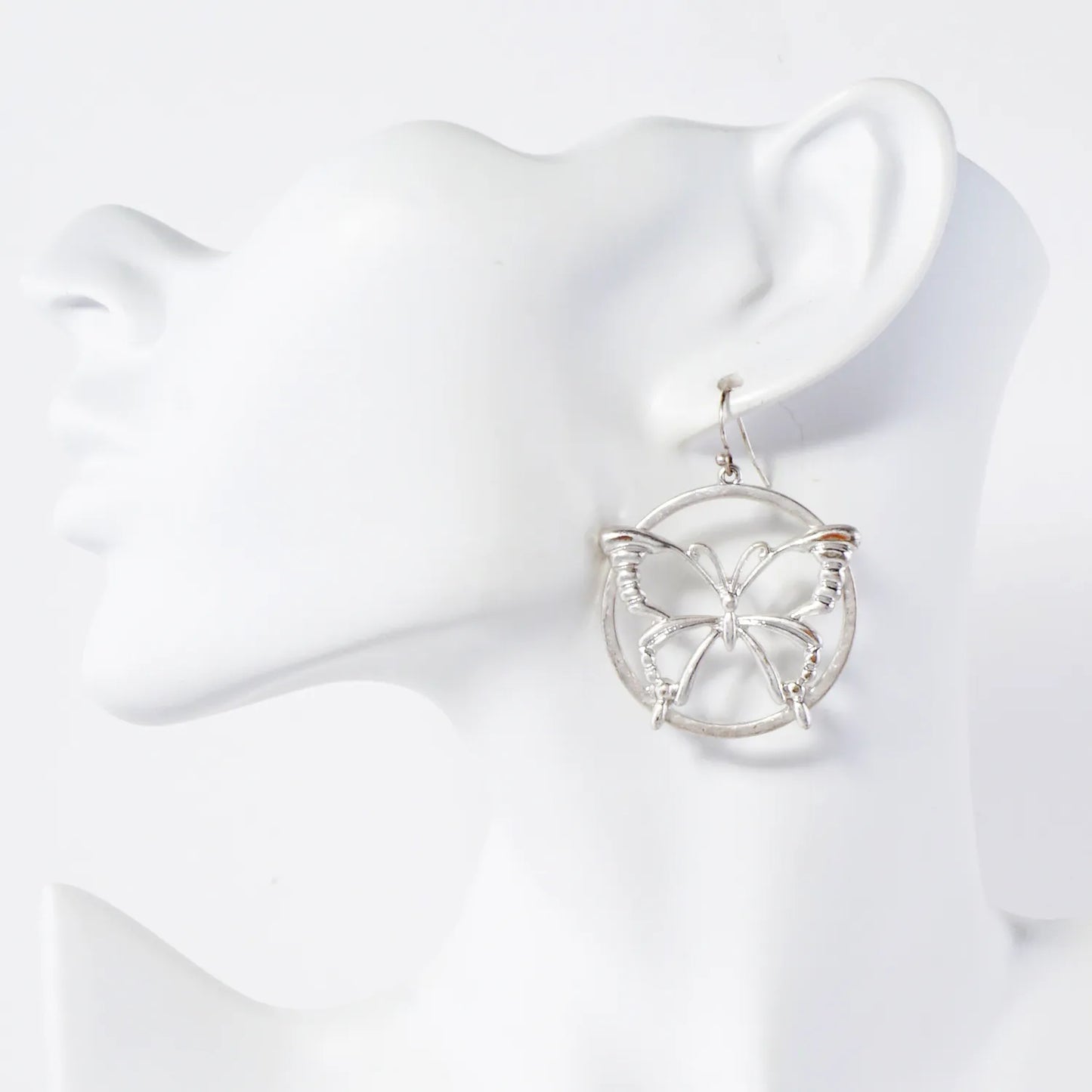 Butterfly Overlapping Circle Dangle Earrings