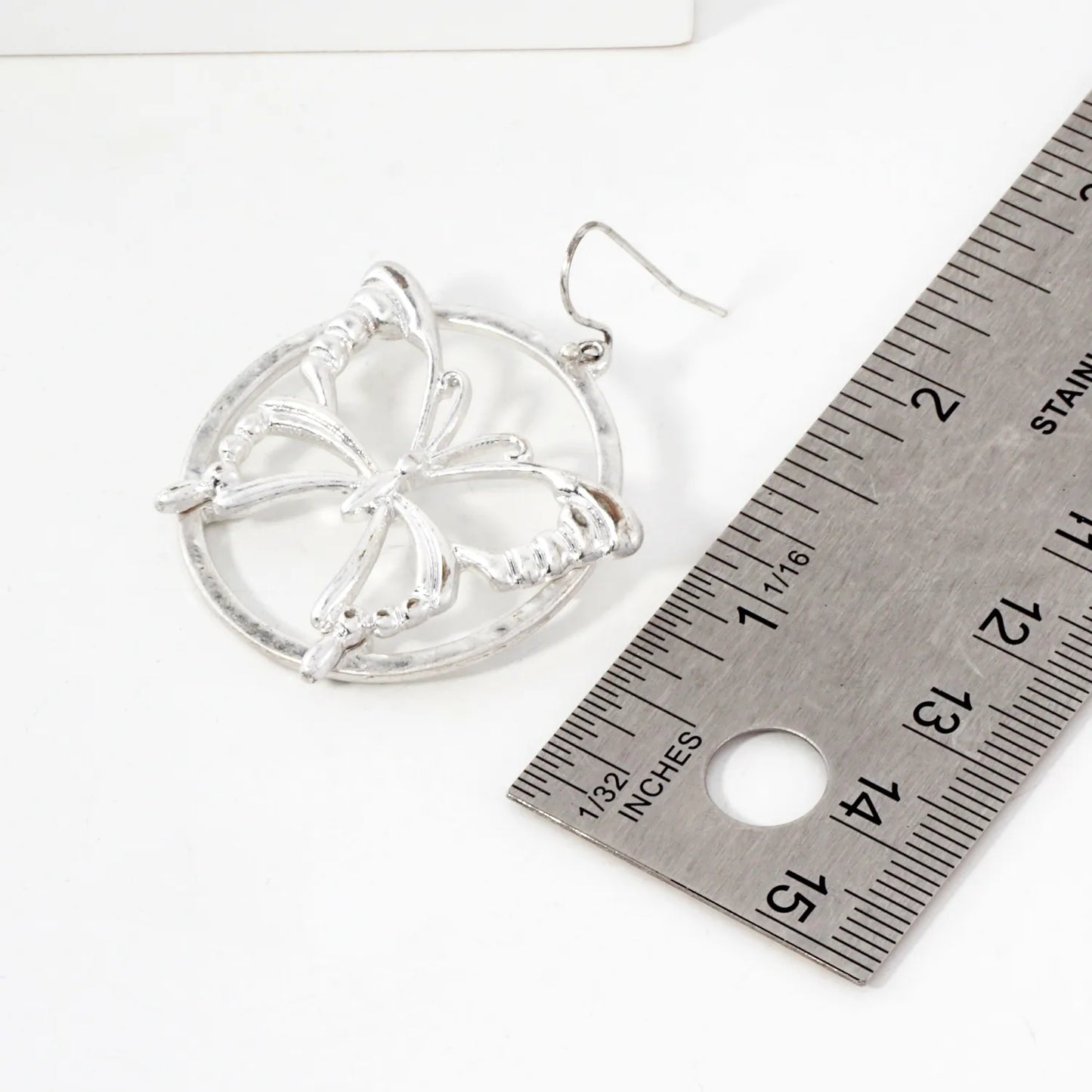 Butterfly Overlapping Circle Dangle Earrings