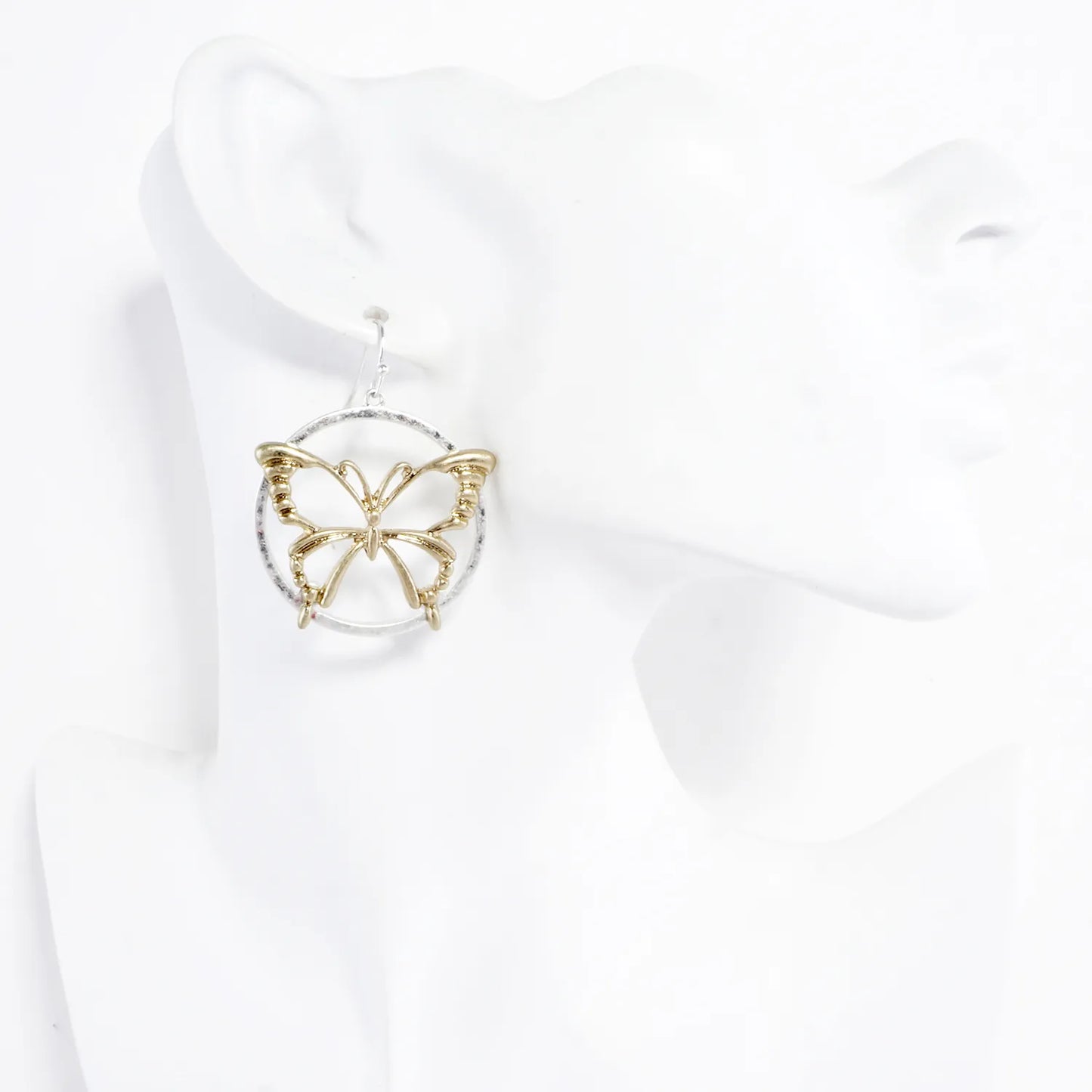 Butterfly Overlapping Circle Dangle Earrings