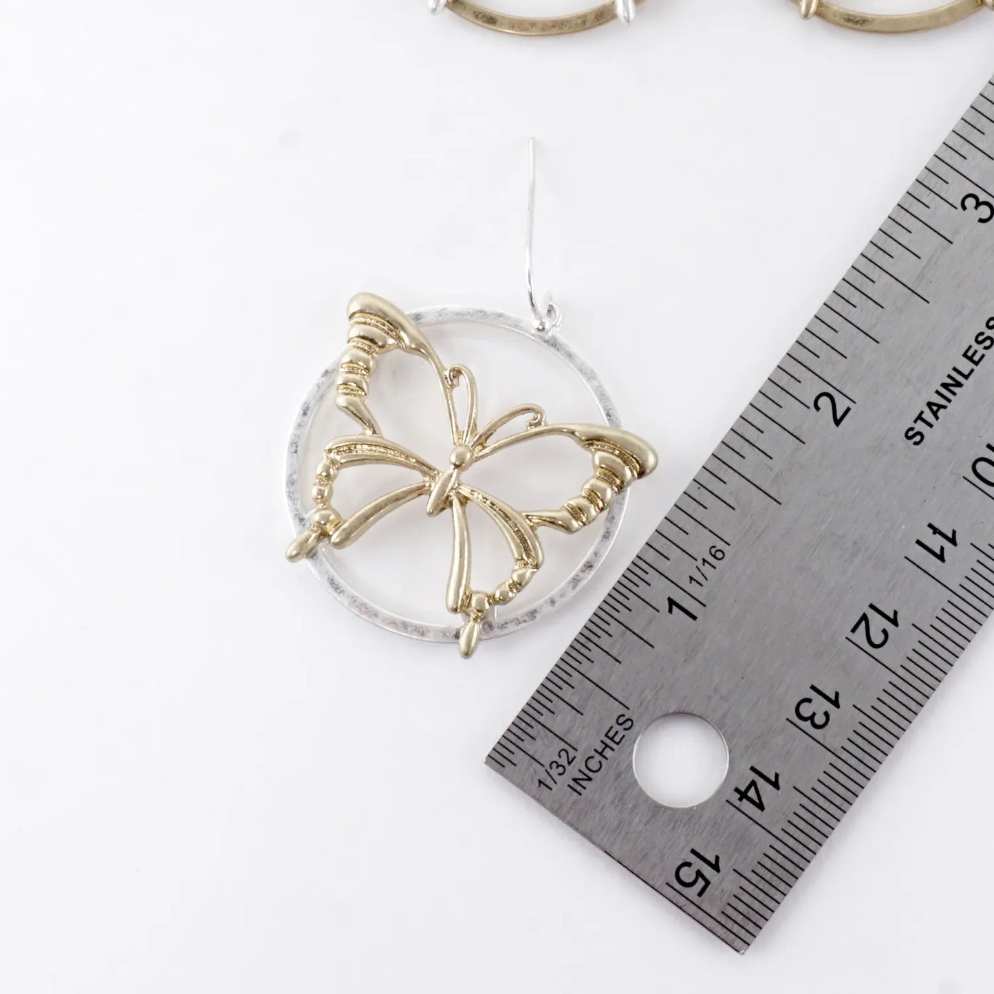 Butterfly Overlapping Circle Dangle Earrings