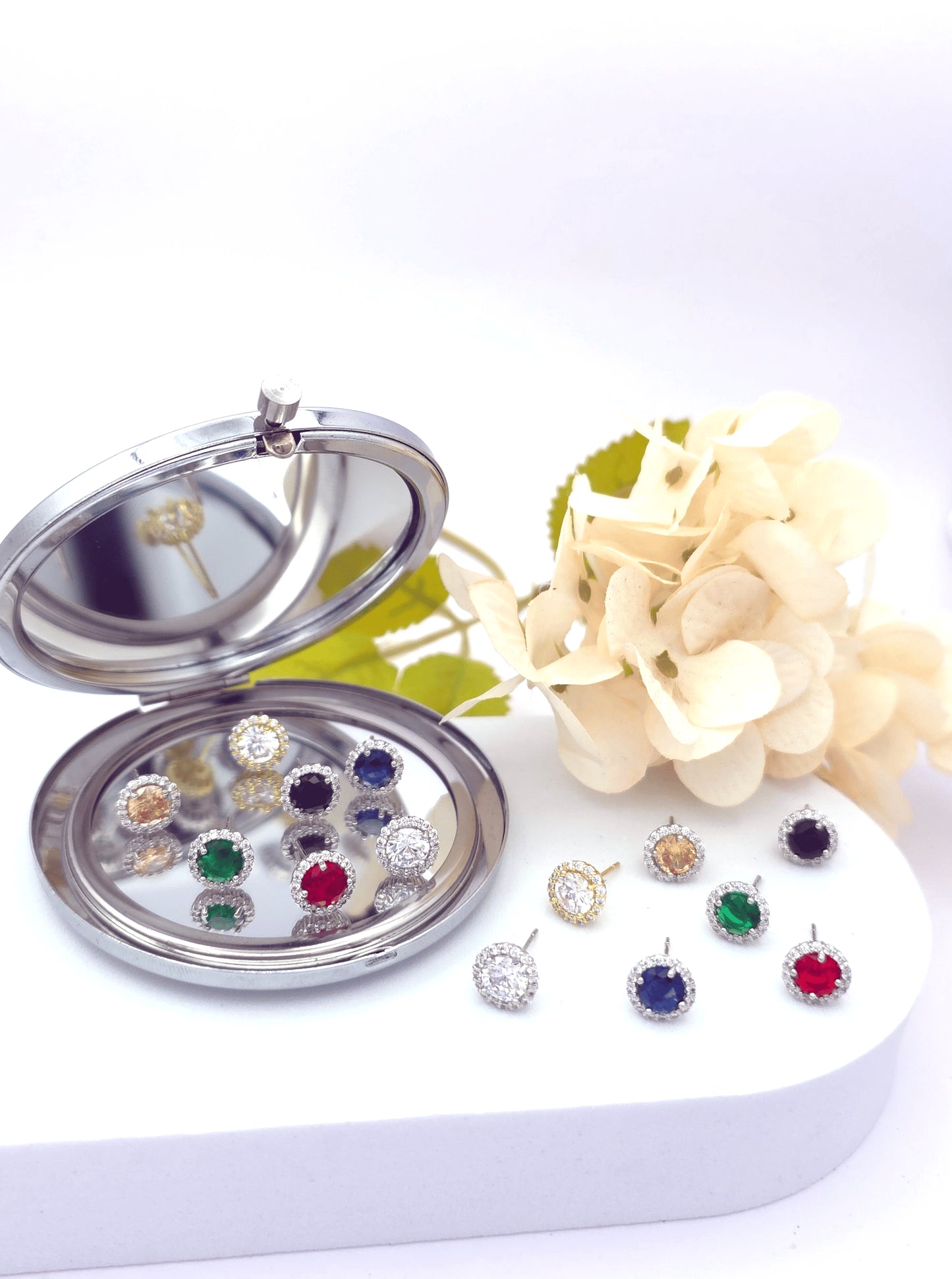 Round Pavé Stud Earrings