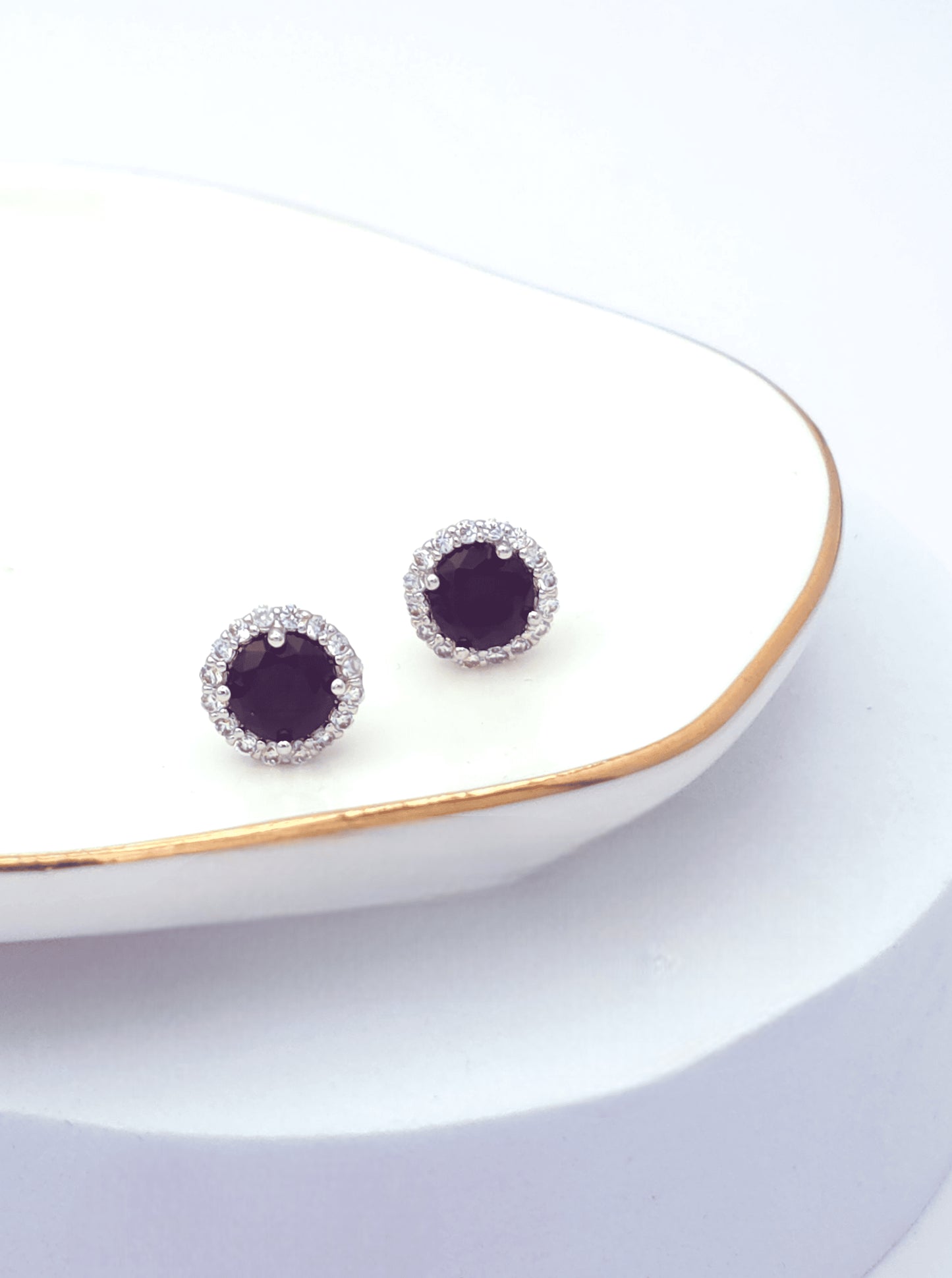 Round Pavé Stud Earrings