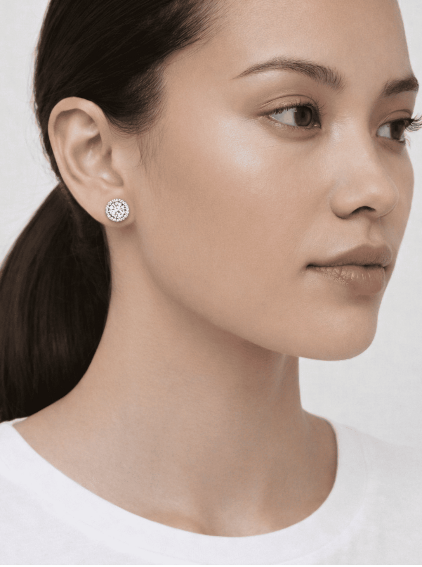 Round Pavé Stud Earrings