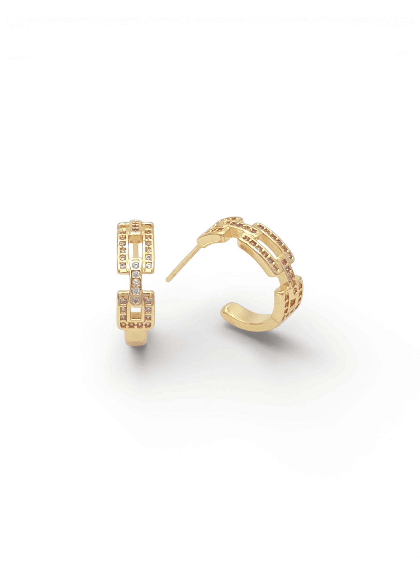 Crescent Chain Huggie Hoop Earrings