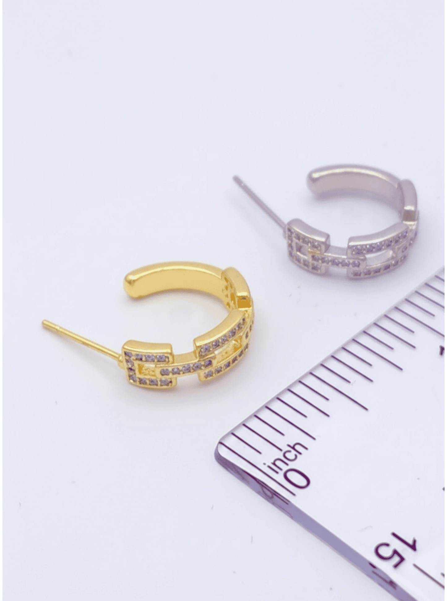 Crescent Chain Huggie Hoop Earrings