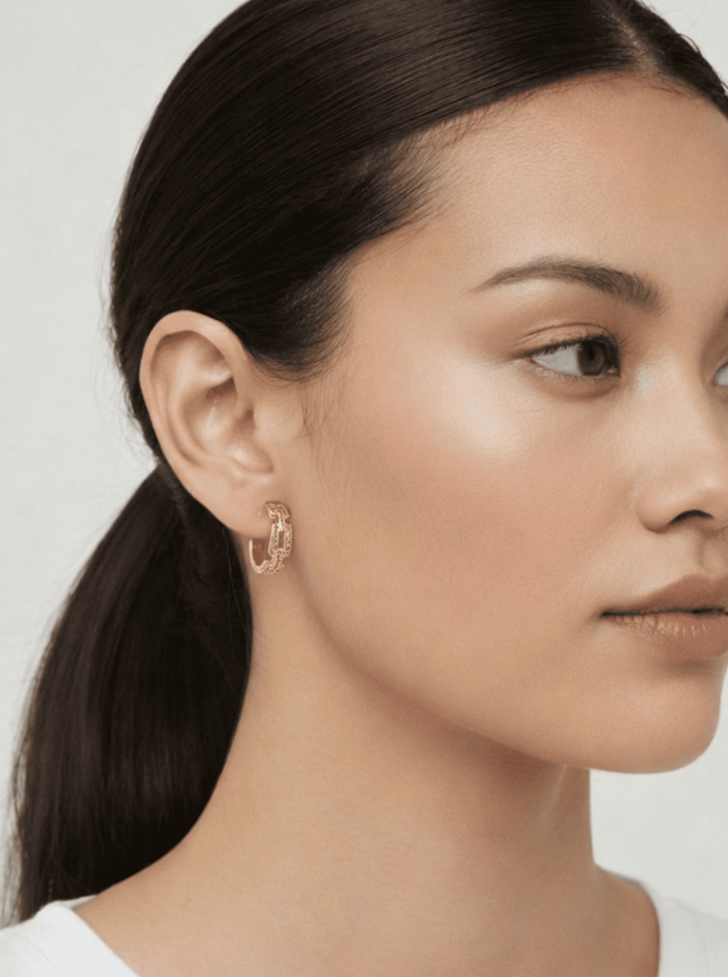 Crescent Chain Huggie Hoop Earrings