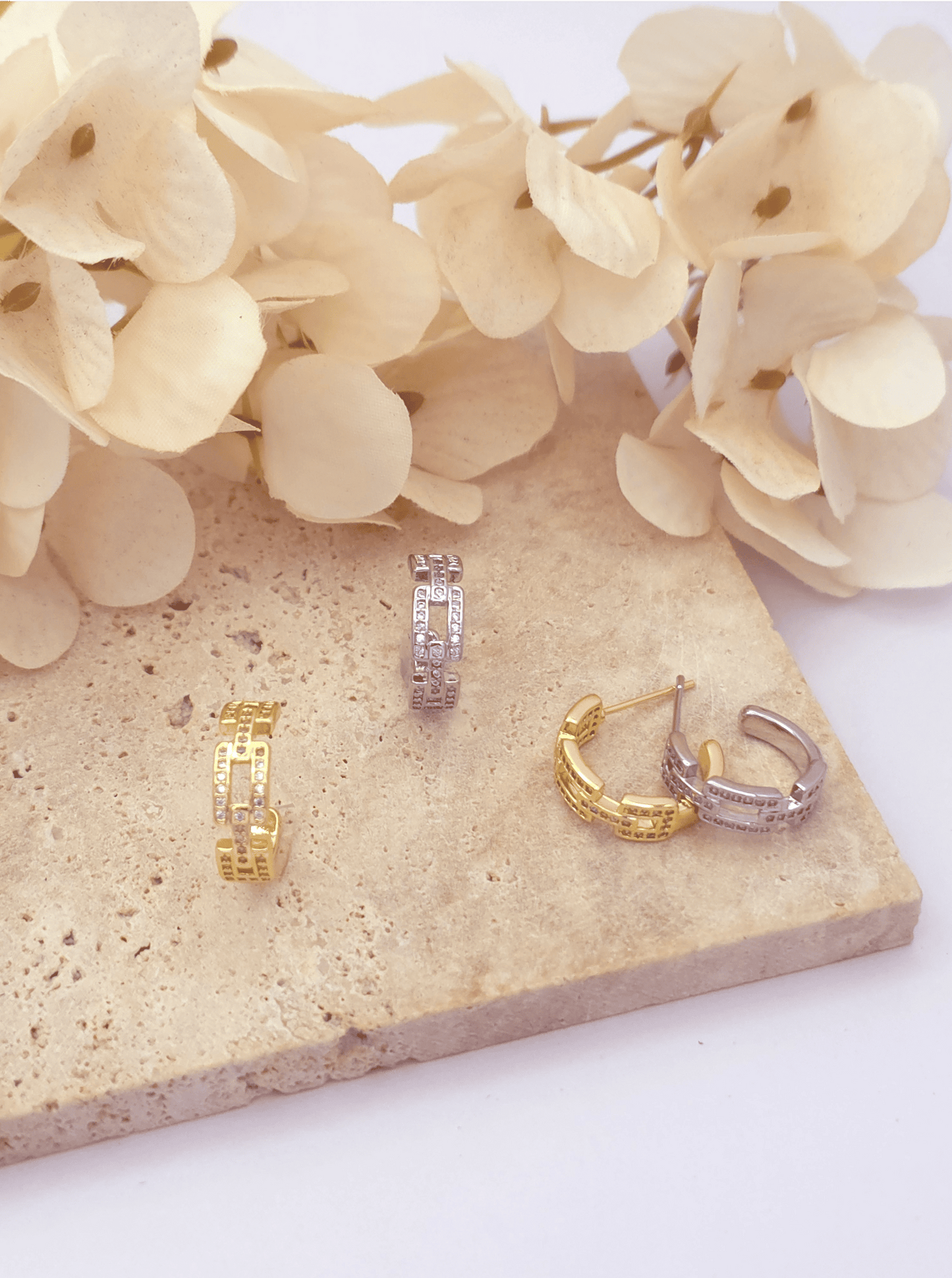 Crescent Chain Huggie Hoop Earrings