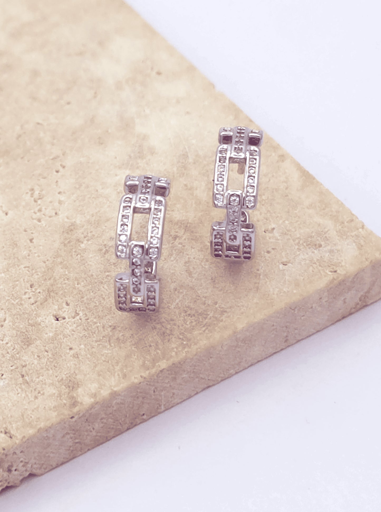 Crescent Chain Huggie Hoop Earrings