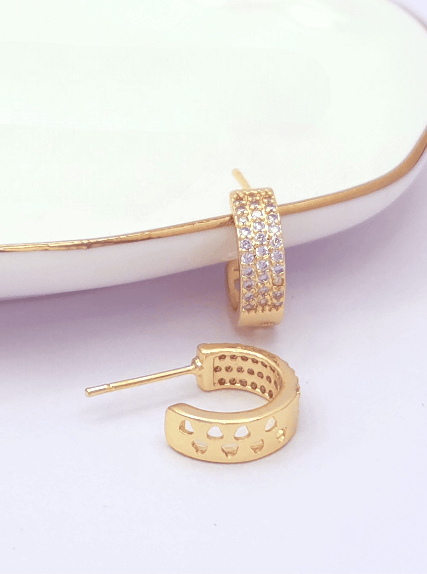 Classic Pavé Crescent Hoop Earrings