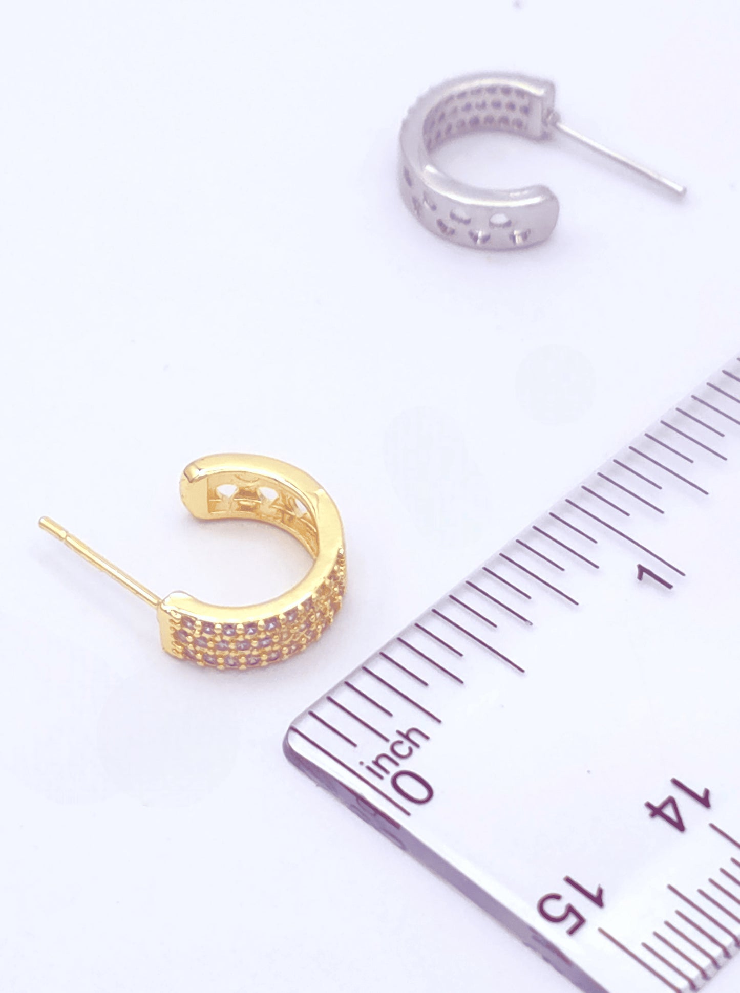 Classic Pavé Crescent Hoop Earrings
