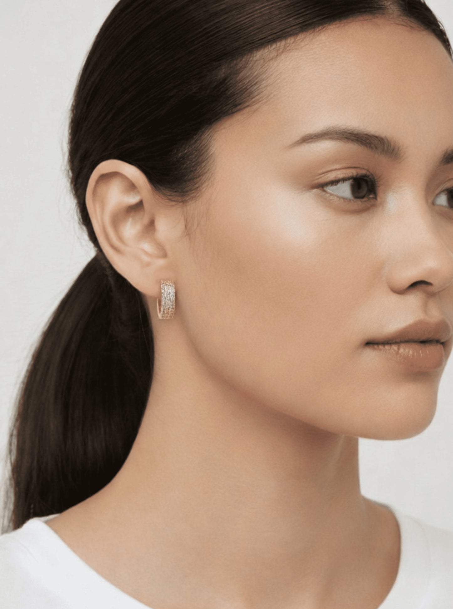 Classic Pavé Crescent Hoop Earrings