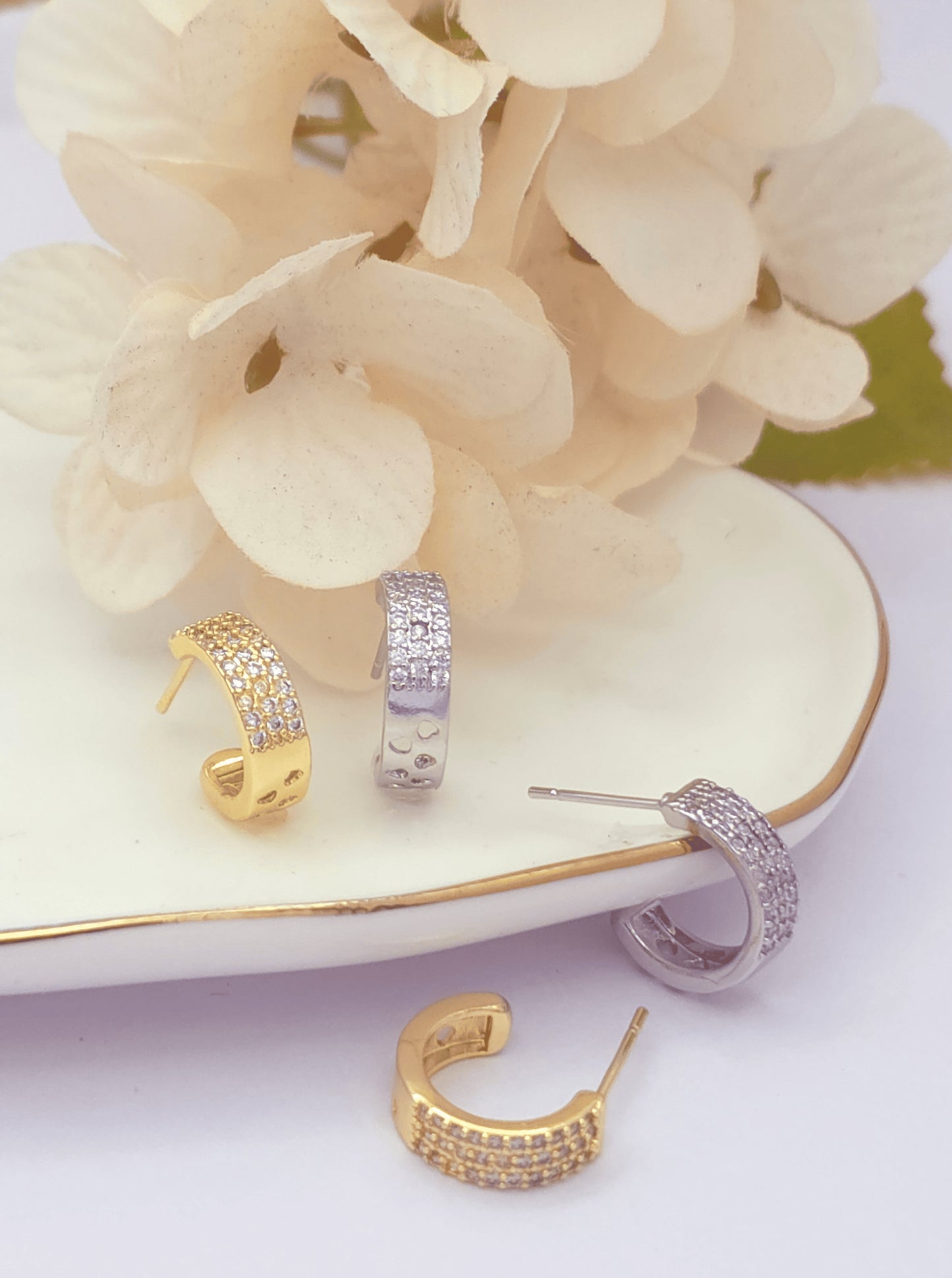 Classic Pavé Crescent Hoop Earrings