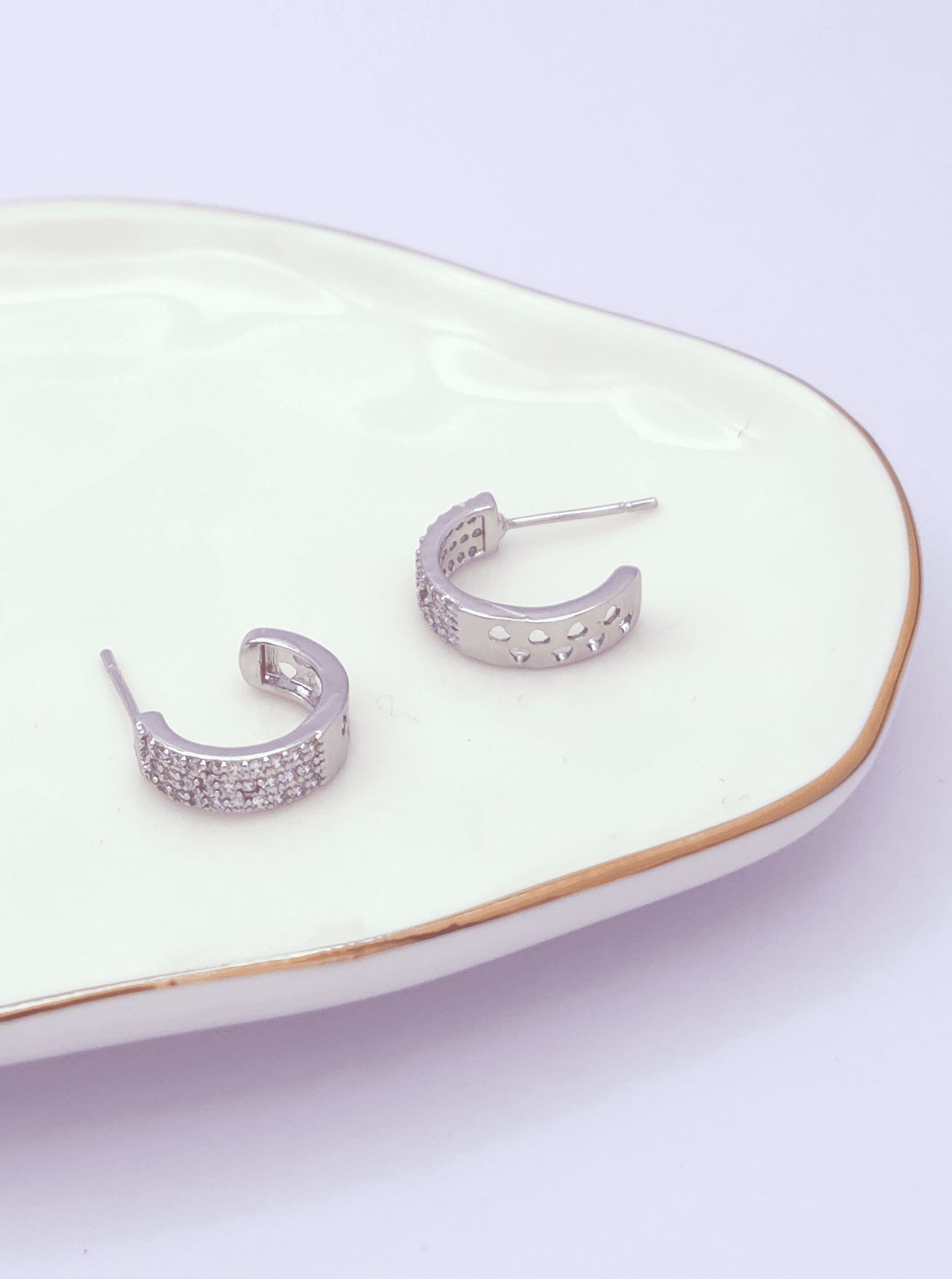 Classic Pavé Crescent Hoop Earrings