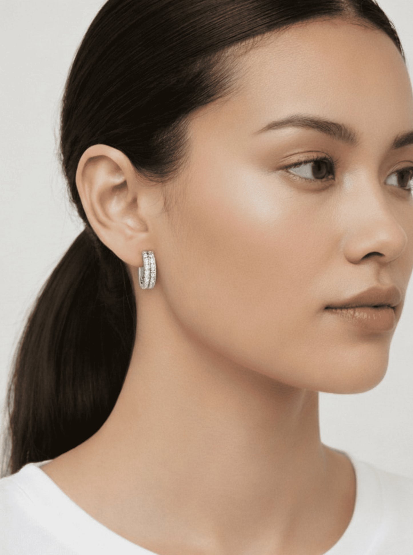 Classic Pavé Crescent Hoop Earrings