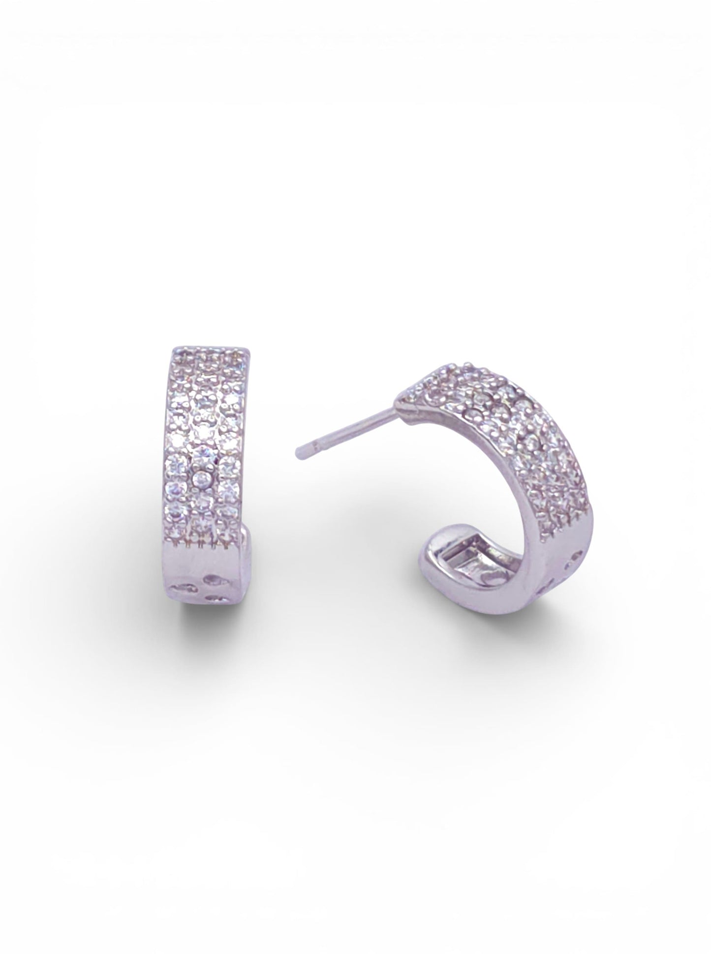 Classic Pavé Crescent Hoop Earrings