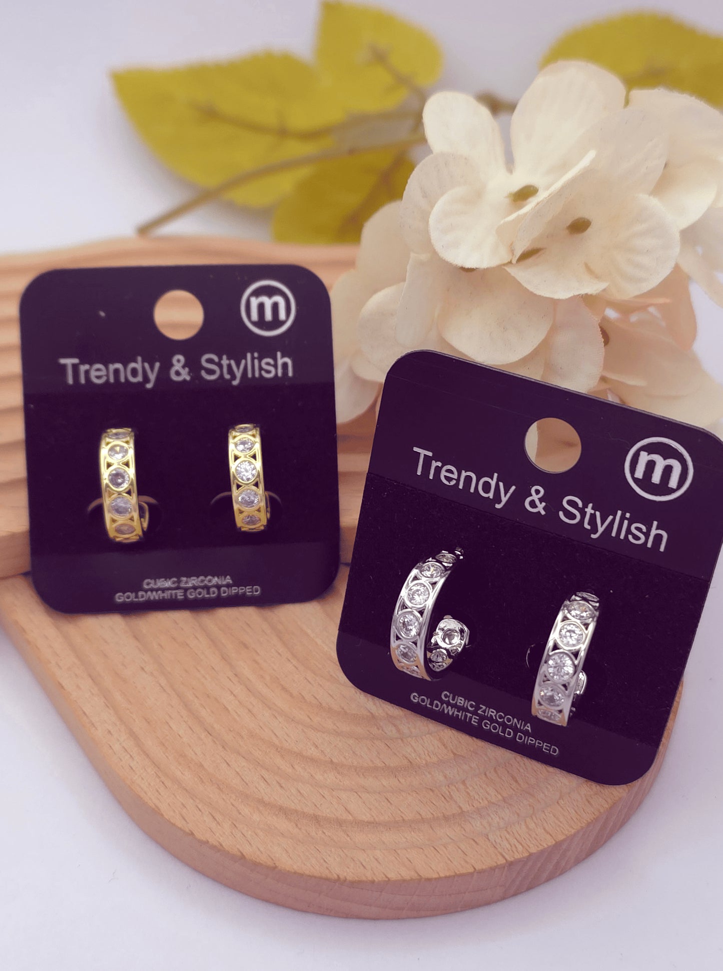 Classic Pavé Crescent Hoop Earrings
